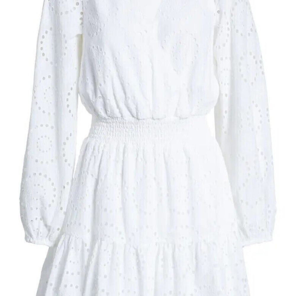 New Lilly Pulitzer Taviana Long Sleeve Eyelet cotton Dress White Size 4 - Picture 8 of 10